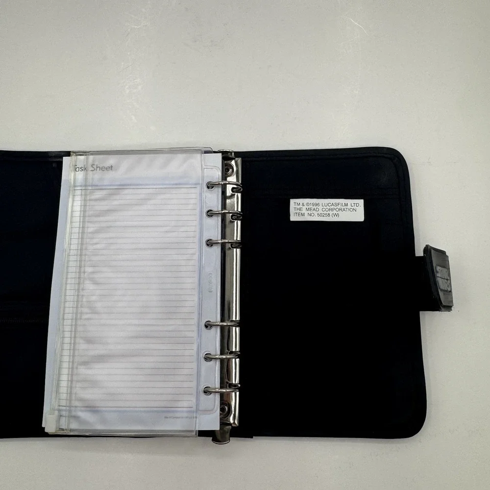 Vtg 90s Mead Star Wars Embroidered Yoda Planner Agenda Organizer Binder Nylon